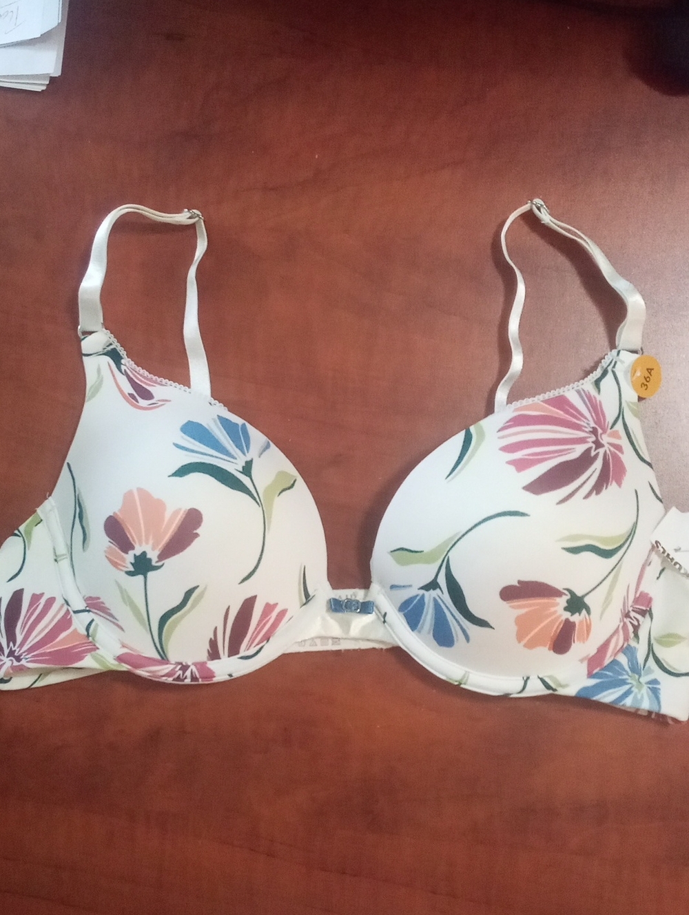 * Vanity FairFloral Print Underwire Push Up Padded Bra 36A NWT